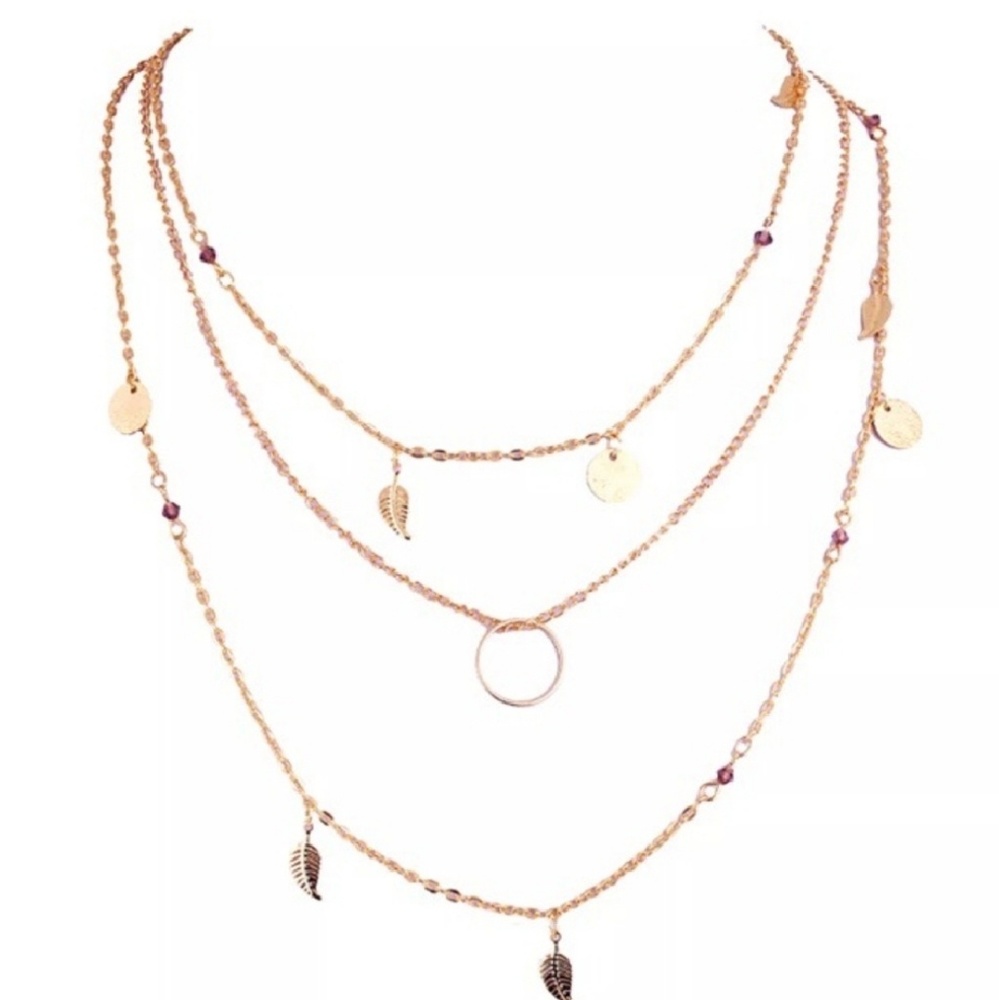 Leaf Coin Multi Layered necklace